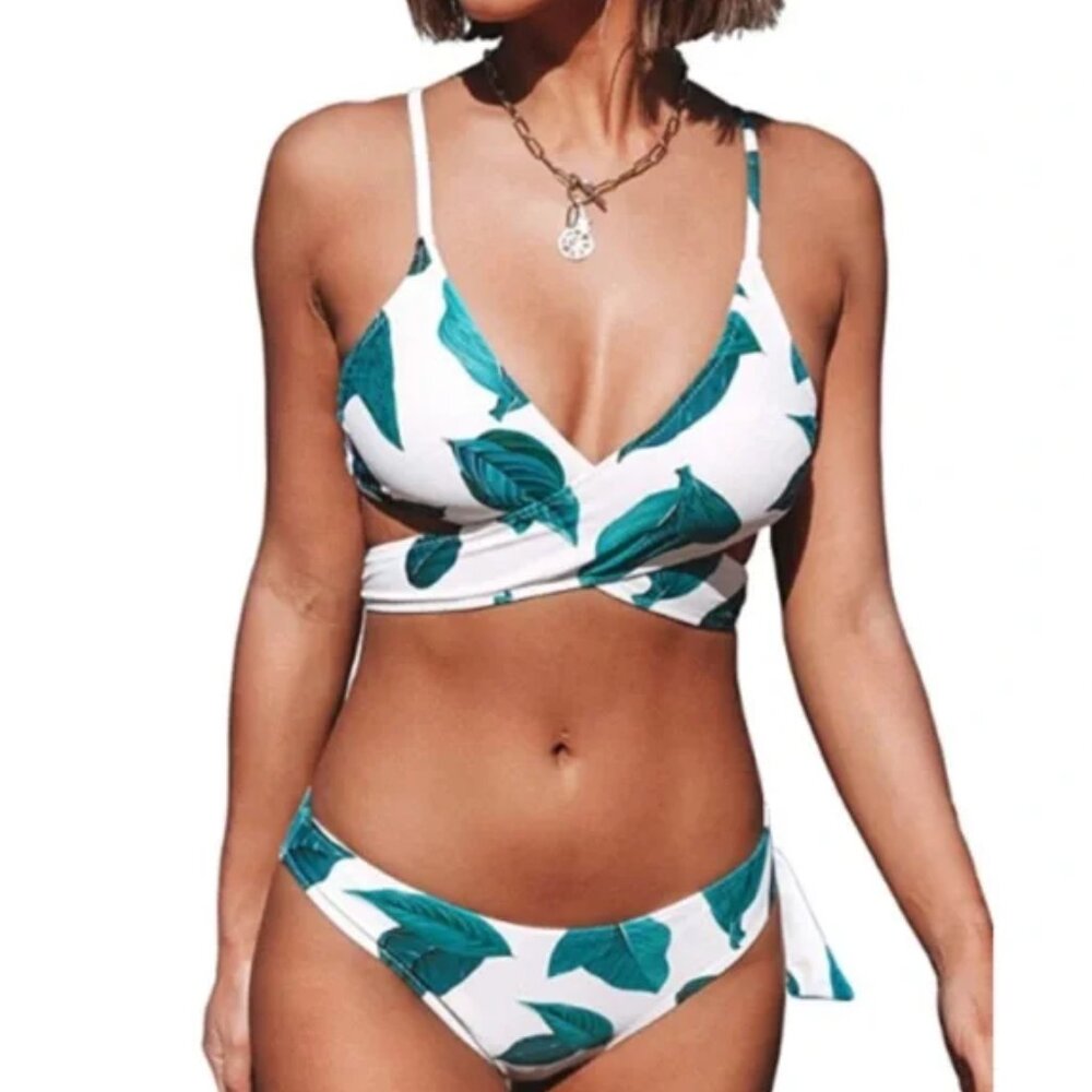 Cupshe Palm Leaf Wrap Bikini Set - Picture 1 of 5